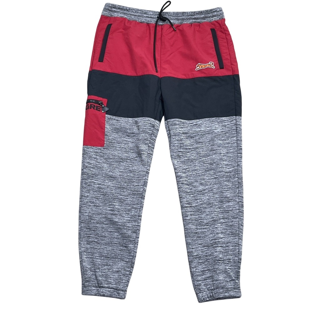 Le Tigre Pants Men 3XL Red‎ Gray Jogger Color Block Activewear Athletic 80s